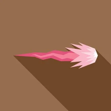 Pink comet falling down with a long shadow Stock Illustration