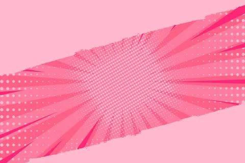 Pink comic background in pop art style with sun rays and halftone Illustrazione stock