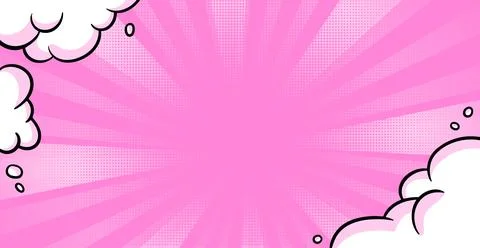 Pink comic book background with rays and clouds Stock Illustration