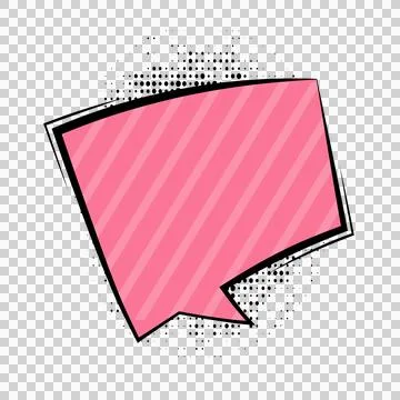 Pink comic book speech bubble with diagonal stripes and halftone dots on wh.. Stock Illustration