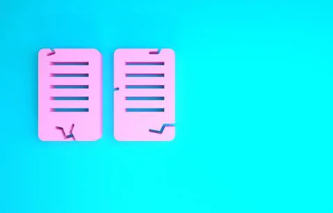 Pink The commandments icon isolated on blue background. Gods law concept. Min Illustrazione stock
