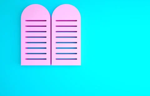 Pink The commandments icon isolated on blue background. Gods law concept. Min Stock Illustration