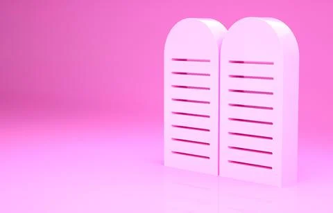 Pink The commandments icon isolated on pink background. Gods law concept Stock Illustration