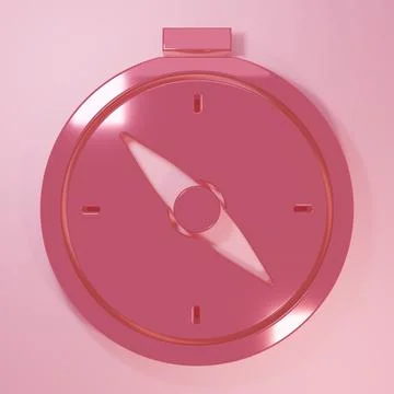 Pink Compass icon isolated on pink background. Windrose navigation symbol. .. Stock Illustration