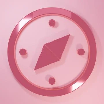 Pink Compass icon isolated on pink background. Windrose navigation symbol. .. Stock Illustration