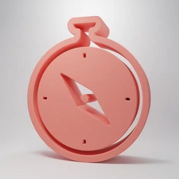 Pink Compass icon isolated on pink background. Windrose navigation symbol. .. Illustrazione stock