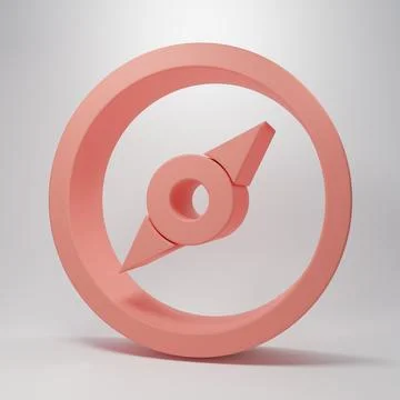 Pink Compass icon isolated on pink background. Windrose navigation symbol. .. Stock Illustration