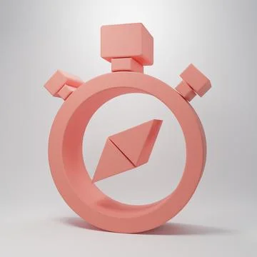 Pink Compass icon isolated on pink background. Windrose navigation symbol. .. Stock Illustration