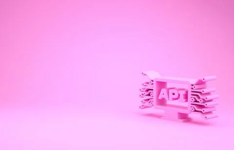 Pink Computer api interface icon isolated on pink background. Application pro Stock Illustration