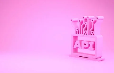 Pink Computer api interface icon isolated on pink background. Application pro 스톡 일러스트