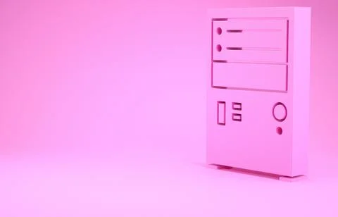 Pink Computer icon isolated on pink background. PC component sign. Minimalism Stock-Illustration