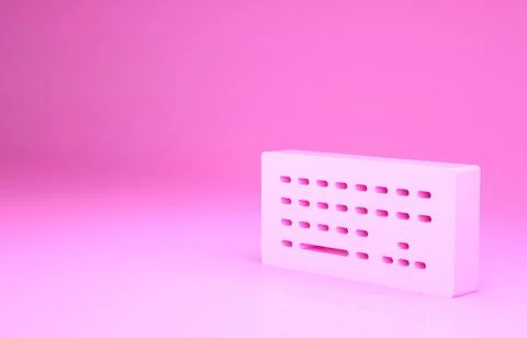 Pink Computer keyboard icon isolated on pink background. PC component sign. M Stock-Illustration