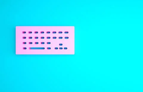 Pink Computer keyboard icon isolated on blue background. PC component sign. M Stock-Illustration