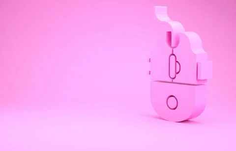 Pink Computer mouse gaming icon isolated on pink background. Optical with whe Stock Illustration