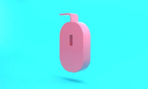 Pink Computer mouse gaming icon isolated on turquoise blue background. Optica Stock Illustration