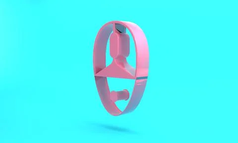 Pink Computer mouse gaming icon isolated on turquoise blue background. Optica Stock Illustration