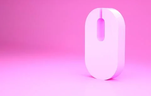 Pink Computer mouse icon isolated on pink background. Optical with wheel symb Stock Illustration