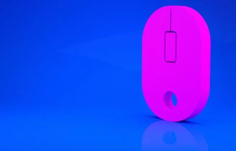 Pink Computer mouse icon isolated on blue background. Optical with wheel symb Stock Illustration
