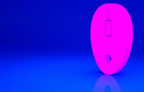 Pink Computer mouse icon isolated on blue background. Optical with wheel symb Stock Illustration