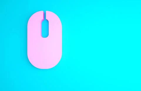 Pink Computer mouse icon isolated on blue background. Optical with wheel symb 스톡 일러스트
