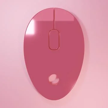 Pink Computer mouse icon isolated on pink background. Optical with wheel sy.. Illustrazione stock