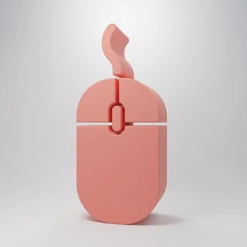 Pink Computer mouse icon isolated on pink background. Optical with wheel sy.. Illustrazione stock