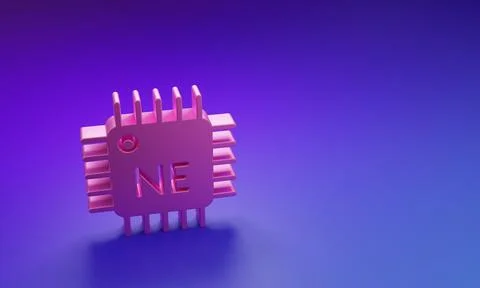 Pink Computer processor with microcircuits CPU icon isolated on purple-blue.. Stock Illustration