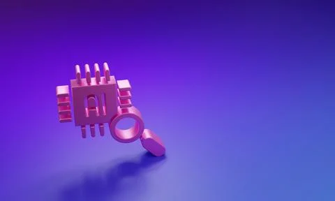 Pink Computer processor with microcircuits CPU icon isolated on purple-blue.. イラスト素材