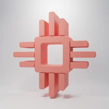 Pink Computer processor with microcircuits CPU icon isolated on pink backgr.. Stock Illustration