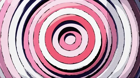 A pink concentric circle cartoon dynamic background plays in a loop Stock Footage 340124757