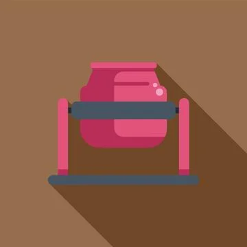 Pink concrete mixer standing on a construction site Stock Illustration