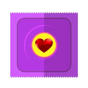 Pink Condom Wpapper with Red Heart Stock-Illustration