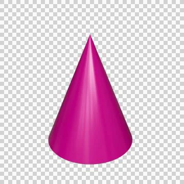 Pink cone in perspective, isolated on transparent background PNG Stock Illustration