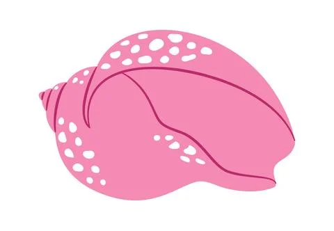 Pink cone seashell, flat style isolated. Marine vector clipart Stock Illustration