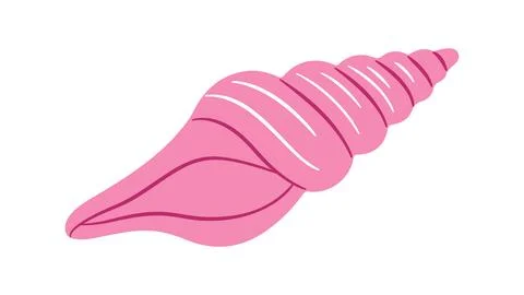 Pink cone seashell, flat style isolated. Marine vector clipart Illustrazione stock