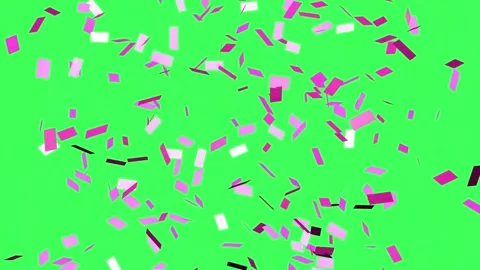 Pink confetti are falling on the green screen. Festive effects. Video stock 241657448