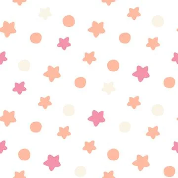 Pink confetti star pattern. Holiday bright background. Stock Illustration