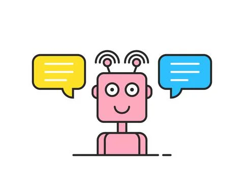 Pink contour support chatbot logo Stock Illustration