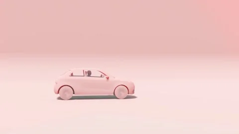 Pink Convertible SUV Rendered in Soft Studio Background Stock Footage 312998356