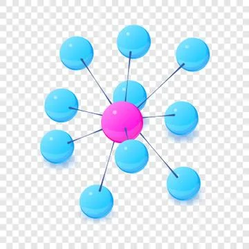 Pink core molecule icon, isometric 3d style Stock Illustration