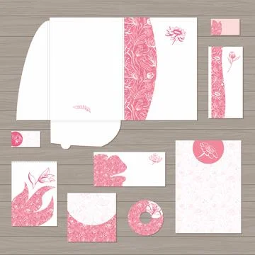 Pink Corporate Identity Template Vector Stock Illustration
