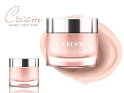 Pink cosmetic jars Stock Illustration