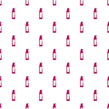 Pink cosmetic pump bottles repeating pattern background Illustrazione stock
