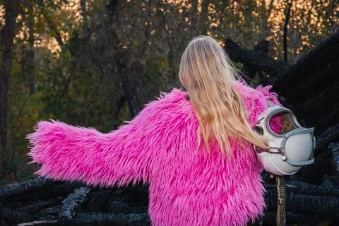 Pink cosmonaut Stock Photos