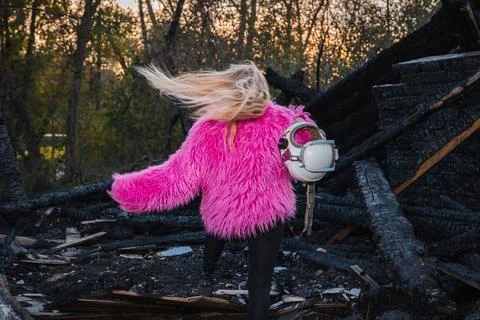 Pink cosmonaut Stock Photos