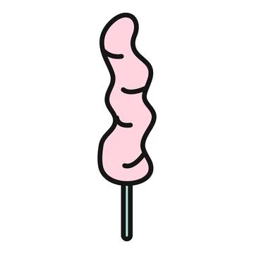 Pink cotton candy floss on a stick Illustrazione stock
