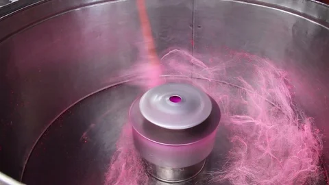 Pink Cotton Candy Making and Spinning Stock Footage 111186404