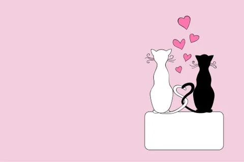 Pink cover design notebook with pair of enamored cat Stock Illustration