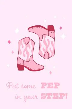 Pink Cowboy Boots with Fun Text for Greeting Cards イラスト素材
