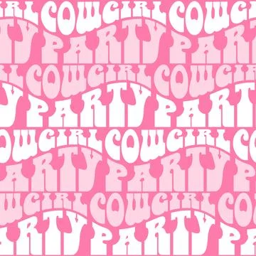 Pink cowboy western seamless pattern with vintage lettering text - Cowgirl patry Illustrazione stock